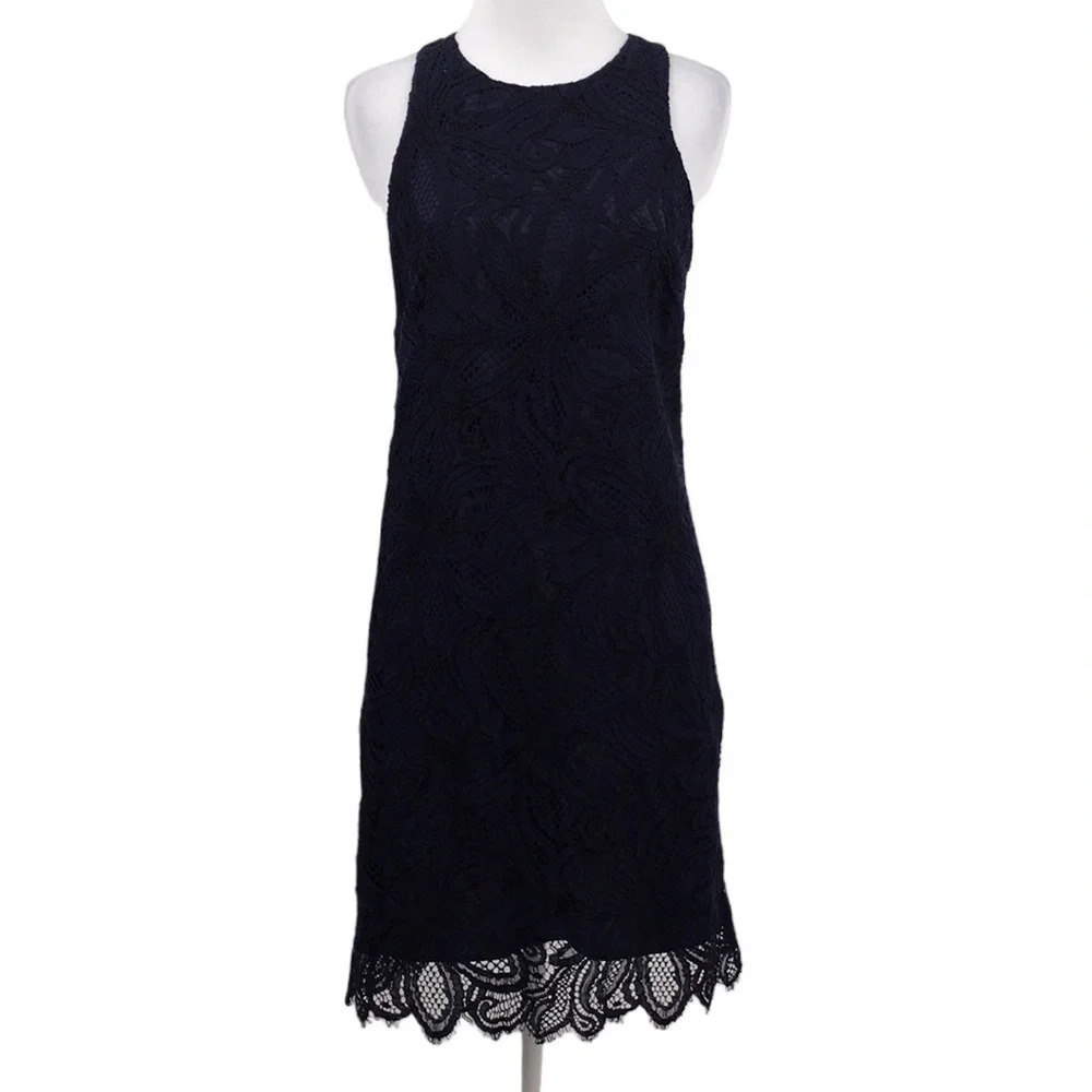 Aritzia Babaton Mini Dress Womens 8‎ Navy Blue Lace Cocktail Sleeveless